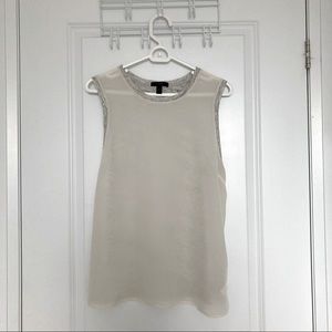 J. Crew Silk & Linen White and Gray Sleeveless Top Blouse